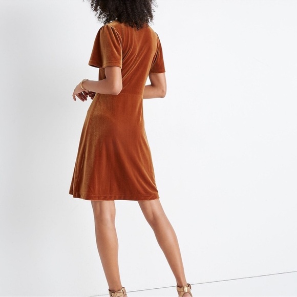 Madewell Velvet V-Neck Flutter Sleeve Dress size Large - Picture 4 of 14